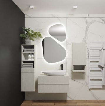 80 Elegance BLACK Шкаф под умывальник, подвесной, с 2 ящиками с пазами