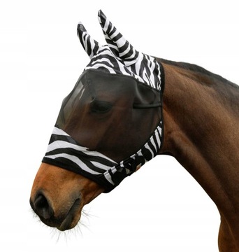 MASKA DLA KONIA przeciwowadowa z uszami COVALLIERO Zebra roz. Cob