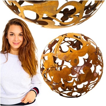 KULA OGRODOWA DEKORACJA CORTEN SERCE 35 CM DUŻA RDZA LAMPION