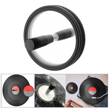 Зажим для чистки пластинок, белая виниловая пластинка диаметром 106 мм.