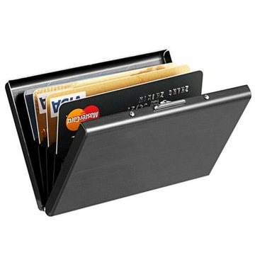 srebro metalowa, smukła osłona na karty kredytowe pakiet kart
