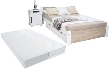 Łóżko pojedyncze 3D 90x200 białe dąb sonoma MATERAC Pi + stelaż gratis