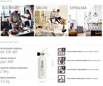 ОГНЕТУШИТЕЛЬ 2 ЛИТРА ABF ДОМАШНЯЯ КУХНЯ БЕЛЫЙ МЕТАЛЛИЧЕСКИЙ МАНОМЕТР С РУЧКОЙ ДЛЯ ЖИДКОСТИ