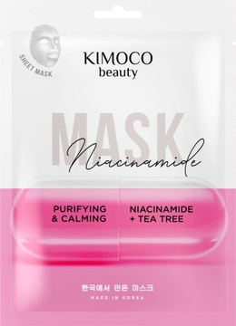 KIMOCO NIACINAMIDE TEA TREE SHEET MASK OCZYSZCZAJĄCO KOJĄCA MASECZKA