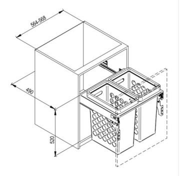 Ящик с корзинами для белья 2x33л REJS