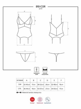 Obsessive 810-COR-1 Zmysłowy Gorset i Stringi S/M