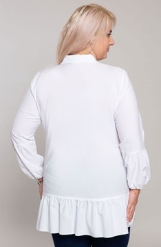 Biała tunika koszulowa z falbanką 46