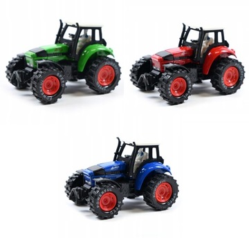 ZESTAW TRAKTORÓW ROLNICZY POJAZD MAŁEGO FARMERA RÓŻNE KOLORY TRAKTOR 3SZT