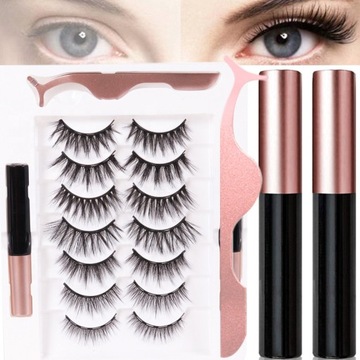 7X ORYGINALNE rzęsy magnetyczne ProTone DŁUGIE pęseta 2X eyeliner box