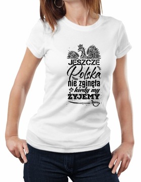 DAMSKA KOSZULKA PATRIOTYCZNA BIAŁA BAWEŁNA r.XL