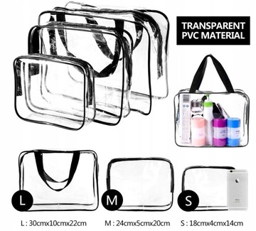 Набор 3в1 прозрачная, вместительная косметичка.