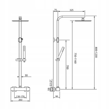ZESTAW PRYSZNICOWY KOLUMNA NATRYSKOWA Z TERMOSTATEM ARMATURA DO PRYSZNICA