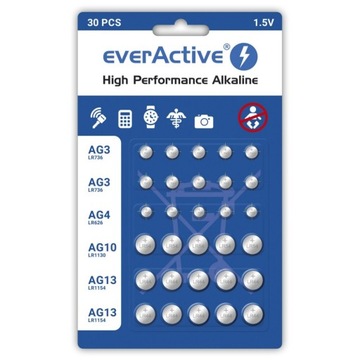 Zestaw everActive LR44 LR54 LR66 LR41- 30 szt