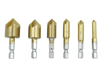 WIERTŁA FAZUJĄCE FREZ POGŁĘBIACZ STOŻKOWY KPL 6 SZ