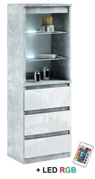 031-092 WITRYNA LED/3s + oświetlenie RGB - BETON / POŁYSK