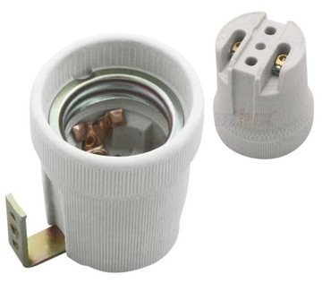 HLDR - OPRAWKA CERAMICZNA E27 Z BLASZKĄ MONTAŻOWĄ