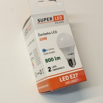 ŻARÓWKA LED E27 BIAŁA ZIMNA 10W