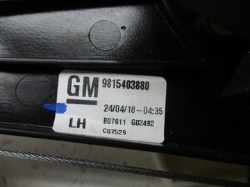 OPEL GRANDLAND X 17- MECHANIZMUS ZVEDÁK OKNO LEVÝ ZADNÍ 9815403880