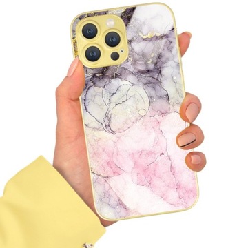 ETUI SZKLANE ŻÓŁTY IPHONE 13 PRO MAX Glamour Marble Marmur Eleganckie Wzory