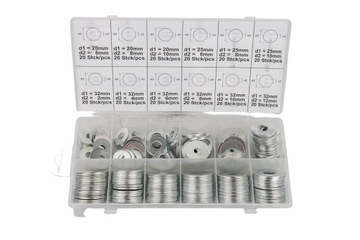 ZESTAW PODKŁADEK STALOWYCH 240SZT. RÓŻNE ROZMIARY