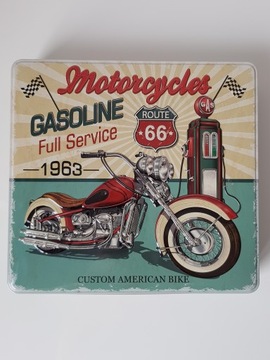 МЕТАЛЛИЧЕСКАЯ коробочка 23см КОНТЕЙНЕР Мотор РЕТРО Подарок