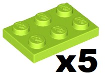 LEGO 3021 Płytka 2x3 Limonkowy 5 szt. NOWA