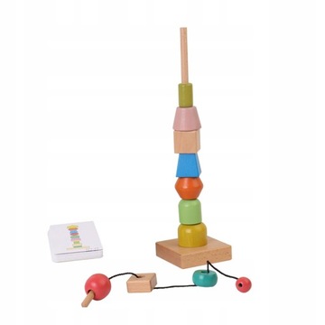 Drewniane nawlekanie koralików Gra Fine Motor