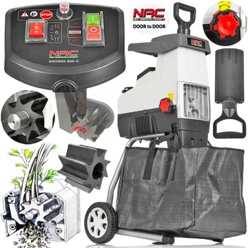 ROZDRABNIACZ FREZOWY do GAŁĘZI RĘBAK OGRODOWY ELEKTRYCZNY 2800W 44MM 60L