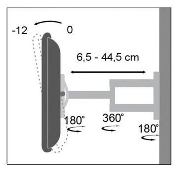 НАСТЕННОЕ КРЕПЛЕНИЕ ДЛЯ LED/ЖК-ТЕЛЕВИЗА 19–37 дюймов, РЕГУЛИРУЕМОЕ