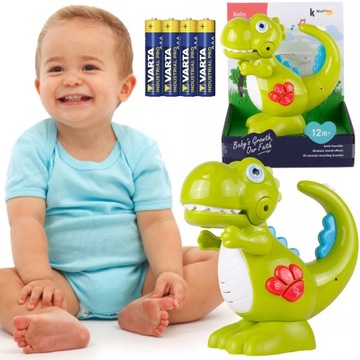 INTERAKTYWNY DINOZAUR ROBOT Dla Dzieci Muzyka Nagrywa Dźwięk LED + Baterie