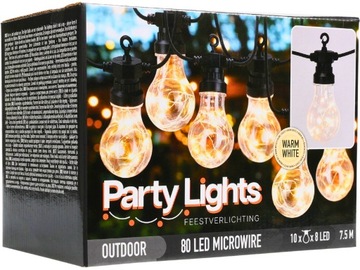 ZEWNĘTRZNE LAMPKI OGRODOWE Girlanda 10 x 8 sztuk microLED 230V - 7,5 m