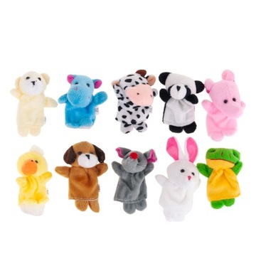 ПЛЮШЕВЫЕ ПАЛЬЦЫ 10 ШТ. НАБОР ПАЛЬЦЕВОГО НАСОСА «ЗОО ЖИВОТНЫЕ»