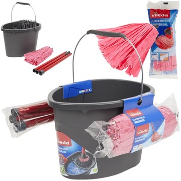 Mop paskowy Vileda Wring&Go ZESTAW z Wiadrem 7L + Zapasowy Wkład Paskowy