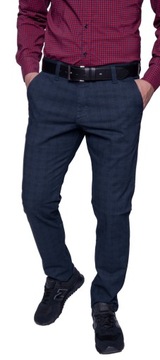 SPODNIE CHINOSY MĘSKIE KRATA GRANATOWE- 92 cm/L30