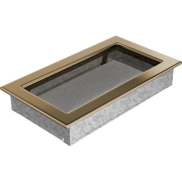 KRATKA WENTYLACYJNA KOMINKOWA 17x30 CM ZŁOTA METALOWA Z RAMKĄ MONTAŻOWĄ