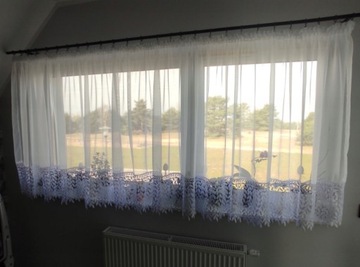 Прямая штора 400х160 готовая вуаль-лента ШИРОКОЕ гипюровое кружево Листья 30см