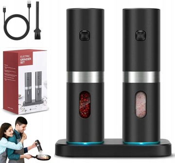 ЭЛЕКТРИЧЕСКАЯ МЕЛЬНИЦА ДЛЯ СОЛИ И ПЕРЦА LED USB 2 ШТ. ВЫСОКОЕ КАЧЕСТВО