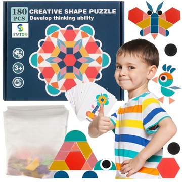 ПАЗЛ ДЕРЕВЯННЫЕ БЛОКИ МОЗАИКА МОНТЕССОРИ ЦВЕТА ФОРМЫ ПАЗЛ 180 EL