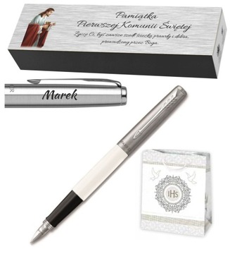 PARKER JOTTER BIAŁE PIÓRO PREZENT Z GRAWEREM TOREBKA NA PIERWSZĄ KOMUNIĘ