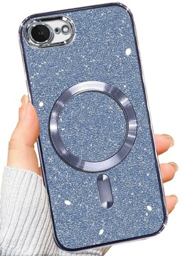 ETUI CASE BROKATOWE DO IPHONE 7 8 SE 2020 2022 GLITTER NIEBIESKI BROKAT 2w1