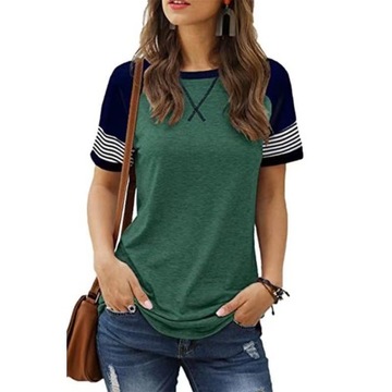 Casual Stitching Stopniowy krótki rękaw Damska kos