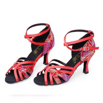 BUTY DO TAŃCA TOWARZYSKIEGO TANECZNE 7.5cm Red