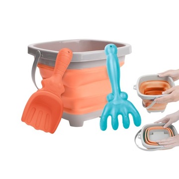 Игрушки для песка, складное ведро + аксессуары.