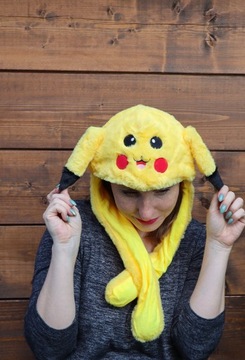 ПЛЮШЕВАЯ ШАПКА ПИКАЧУ С ПОДВИЖНЫМИ УШАМИ СВЕТИТСЯ