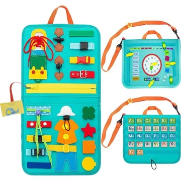 Tablica Manipulacyjna Montessori z zegarem Sensoryczna edukacyjna niemowlat