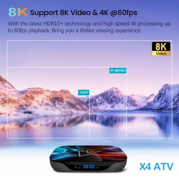 Декодер X4 ATV Android TV 11 Smart TV Box Amlogic S905X4
