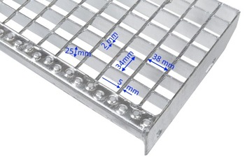 Ступеньки WEMA 700x240 мм | оцинкованный | 25x2 мм | металлическая ступенька, ступени
