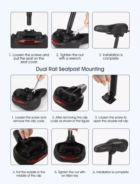 Удобное велосипедное седло с велосипедным фонарем.