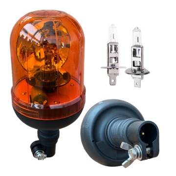 LAMPA OSTRZEGAWCZA KOGUT H1 trzpień halogen OBROTOWY FLEX 12V 24V ECE R65