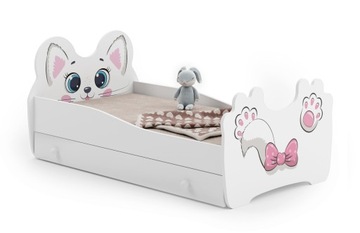Łóżko Kobi PINK CAT 160x80 z materacem i szufladą